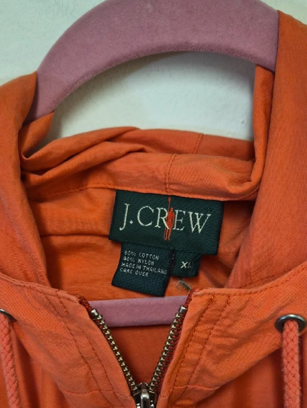 J. Crew Coral Hooded Windbreaker Jacket Size XL